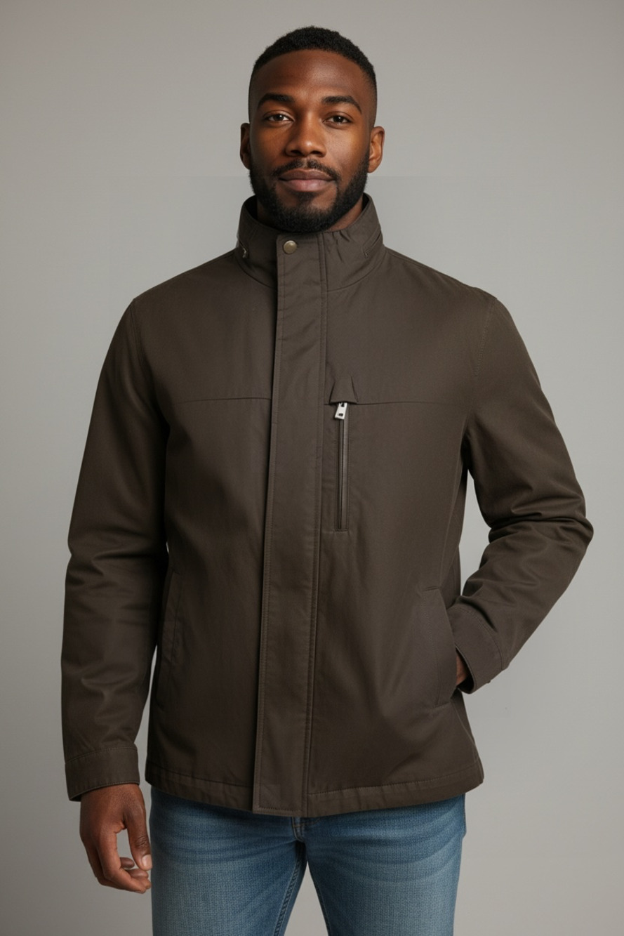 Michael Kors Men's Black Full Zip Plaid-Lined Winter Jacket